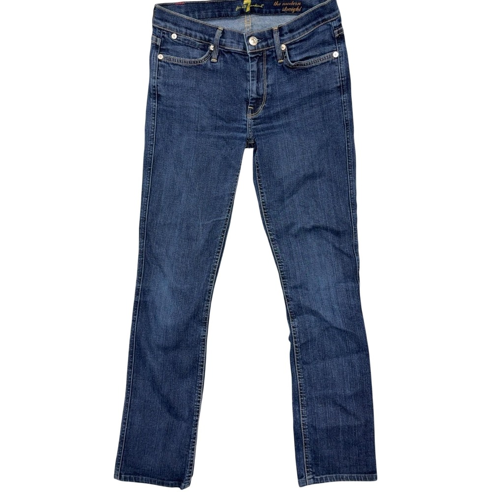 7 For All Mankind The Modern Straight‎ Jeans Womens 28 Blue Mid Rise Stretch